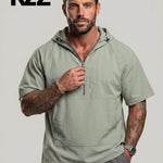 KZZ Trendy Half-Zip Short-Sleeve Top