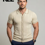 KZZ Men's Open-Knit Striped Sweater