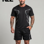 KZZ Casual Athletic Crew-Neck Short-Sleeve T-Shirt + Shorts