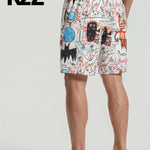 KZZ Men's summer graffiti print sports shorts