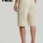 KZZ Men's Solid-Color Cargo Shorts with Flap Pockets