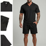 KZZ Men's Two-Piece Jacquard Knit Casual Set
