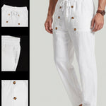 KZZ Men's Breathable Linen Drawstring-Waist Trousers
