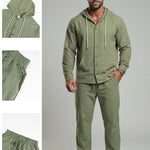 KZZ Men's Solid Button Down Shirt & Pants Linen Set