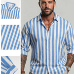 KZZ Men's Striped Print Long Sleeve Dress Shirt