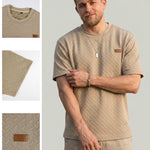 KZZ Men's Casual Textured Short-Sleeve Shirt