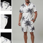 KZZ Men's Tropical Palm Tree Print Outdoor Casual Set