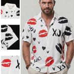 KZZ Fashion lip print white collared shirt