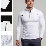 KZZ Men's Half-Zip Long-Sleeve Compression Shirt