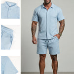 KZZ Short-sleeve button-down shirt and drawstring shorts