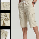 KZZ Men's Solid-Color Cargo Shorts with Flap Pockets