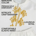 KZZ  Long-Sleeve Embroidered Stand-Collar Shirt and Casual Trousers