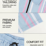 KZZ Men's Colorblock Striped Print Short Sleeve Shirt & Shorts Two-Piece Set