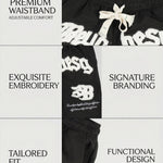 KZZ Men's Letter Embroidery Patched Drawstring Waist  Shorts