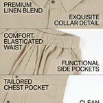 KZZ Casual-Chic Lapel Sleeveless Shirt and Shorts Set