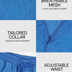 KZZ Men's Solid Color Hollow-Out Short-Sleeve Shirt and Shorts Set
