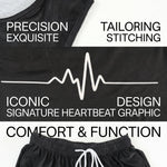 KZZ Men's Heartbeat Print Crew Neck Vest and Shorts