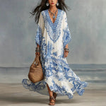 Amélie | Blue Printed Bohemian Maxi Dress