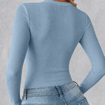 Women's Crewneck Long Sleeve Ribbed Knit Top Slim Fit Base Layer Shirt Soft Stretchy Casual Tee with Built-in Bra