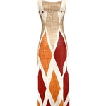 Geometric Print Square Neck Thick Strap Vacation Dress Casual Slim Fit Slit Maxi Dress
