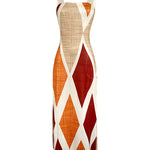 Geometric Print Square Neck Thick Strap Vacation Dress Casual Slim Fit Slit Maxi Dress