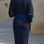 Lydia | Draped batwing-sleeve midi dress