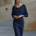 Lydia | Draped batwing-sleeve midi dress