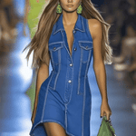 【24-hour shipping out】Premium Denim V-Neck Zipper Mini Dress