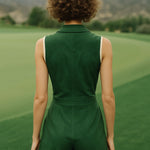 【24-hour shipping out】Suede Lapel Zipper Multi-Pocket Sleeveless Cropped Jumpsuit