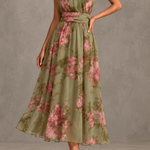 Livia - Elegant Floral Maxi Halter Dress