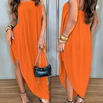 Women's Faux Two-Piece Dress Strapless Tube Dress Ruched Asymmetric Hem Dress with Detachable Clear Straps