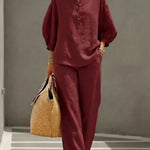Camille | Relaxed Linen Button-Up Two-Piece Set