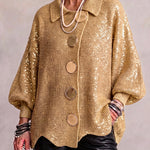 Isadora | Oversized Collared Cardigan With Large Metal Buttons