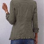 Kamberly™ | Boho-Chic Floral Utility Ruffled Trim Jacket