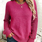Lirienne™ | Textured Open-Knit Sleeves Sweater