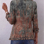 Bristow™ | Vintage Gradient Textured Print Ruffle Jacket