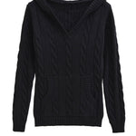 Corabelle | Cable-Knit V-neck Sweater With Hood