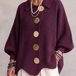 Isadora | Oversized Collared Cardigan With Large Metal Buttons