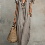 Camélia | Bohemian long linen and cotton dress