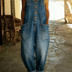 Brooke Sullivan | Wide Leg Denim Overall Jumpsuit For Women