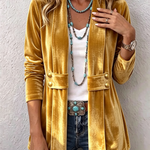 Holliwell | Vintage Lapel Button-Accent Long Sleeve Open Front Jacket