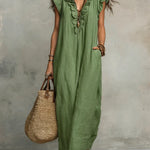 Camélia | Bohemian long linen and cotton dress