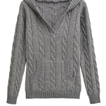Corabelle | Cable-Knit V-neck Sweater With Hood