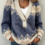 Norabelle | Fair Isle V-neck Knit Sweater