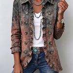 Bristow™ | Vintage Gradient Textured Print Ruffle Jacket
