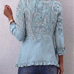 Estrella™ | Vintage Paisley Print Ruffled Jacket