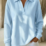 Idalia | Chic Soft Waffle-Knit Polo Top