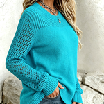Lirienne | Textured Open-Knit Sleeves Sweater