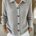 Merriwen | Ribbed Collared Button-Down Cardigan Sweater