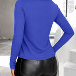 Women's Long Sleeve Top Sparkly Rhinestone Cutout Tee Slim Fit Round Neck T-Shirt